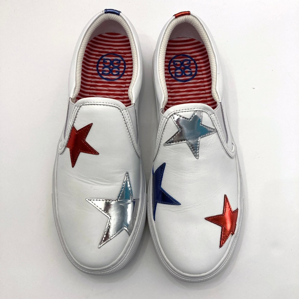 G/Fore Stars Slip On White Golf Shoes Womens 9.5 Leather Upper NEW